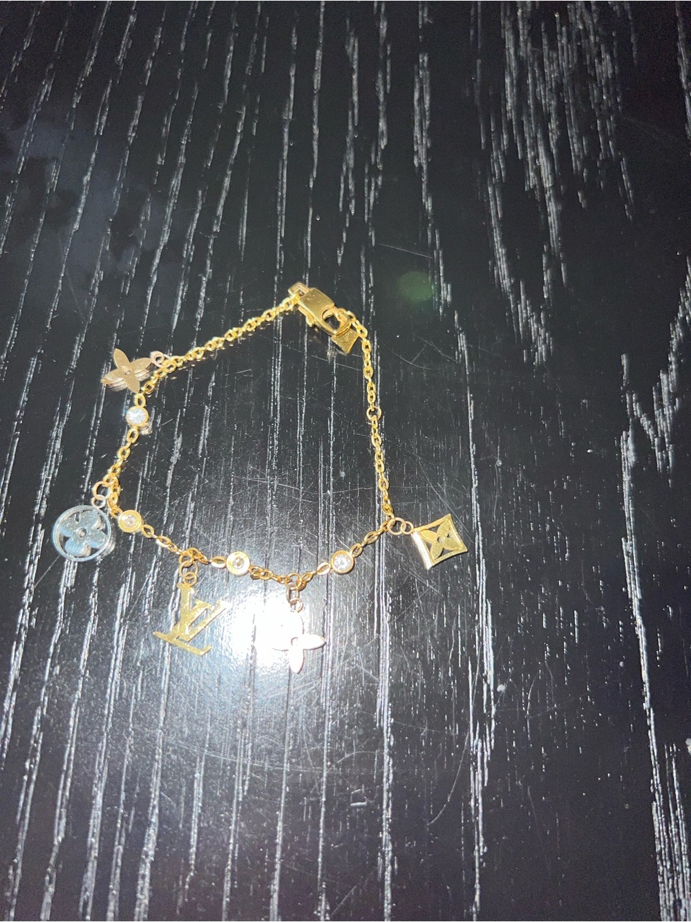 Gold Charm Chain Bracelet with Signature-Inspired Charms